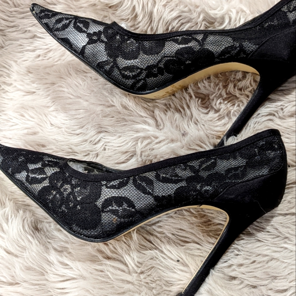 Cami black lace and satin heels